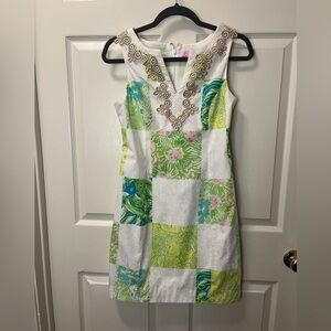 Lily Pulitzer Women’s A Line Dress with Gold Trim at Neckline. Lined Sz 0.